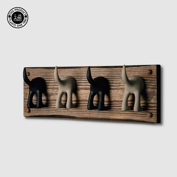 Dog Coat Hook (Four)-Black & Beige-Dog Lead Hook-Rustic Fox LTD-Rustic Fox LTD