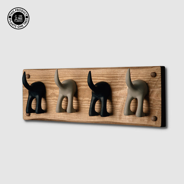 Dog Coat Hook (Four)-Black & Beige-Dog Lead Hook-Rustic Fox LTD-Rustic Fox LTD