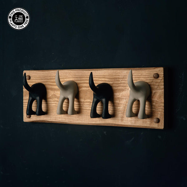 Dog Coat Hook (Four)-Black & Beige-Dog Lead Hook-Rustic Fox LTD-Rustic Fox LTD