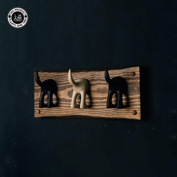 Dog Coat Hook (Three) - Black & Beige-Dog Lead Hook-Rustic Fox LTD-Rustic Fox LTD