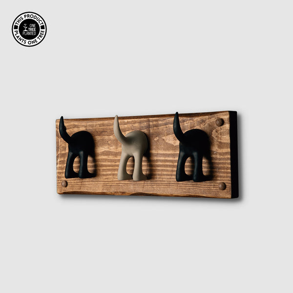 Dog Coat Hook (Three) - Black & Beige-Dog Lead Hook-Rustic Fox LTD-Rustic Fox LTD