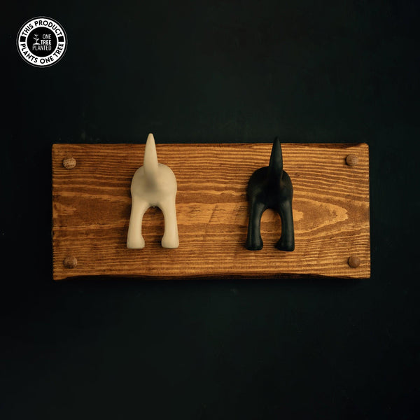 Dog Coat Hook (Two) - Black & Beige-Dog Lead Hook-Rustic Fox LTD-Rustic Fox LTD