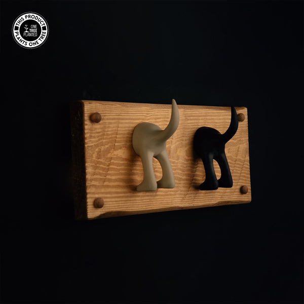 Dog Coat Hook (Two) - Black & Beige-Dog Lead Hook-Rustic Fox LTD-Rustic Fox LTD