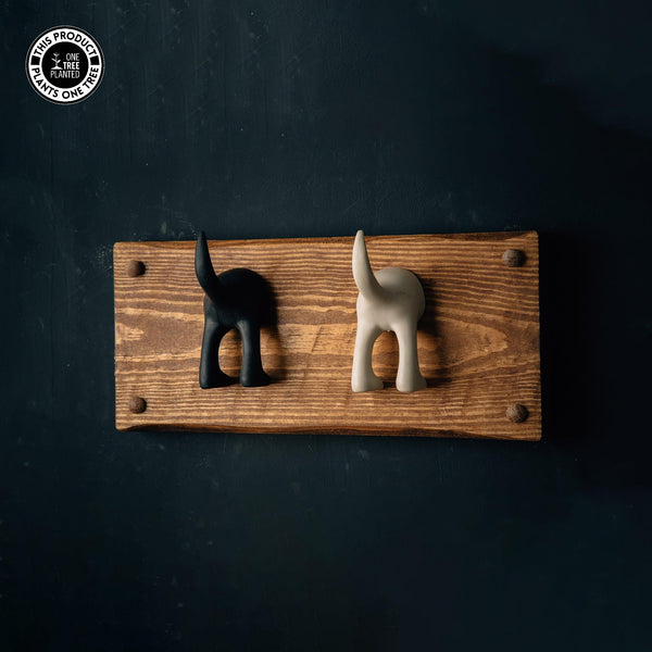 Dog Coat Hook (Two) - Black & Beige-Dog Lead Hook-Rustic Fox LTD-Rustic Fox LTD