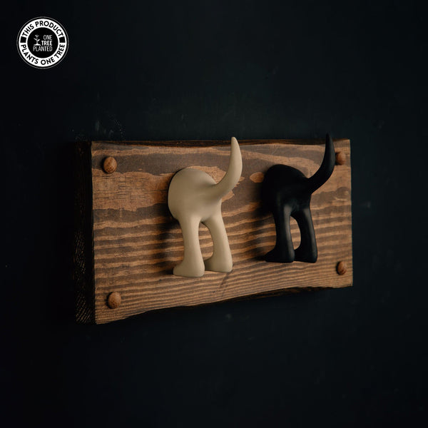 Dog Coat Hook (Two) - Black & Beige-Dog Lead Hook-Rustic Fox LTD-Rustic Fox LTD