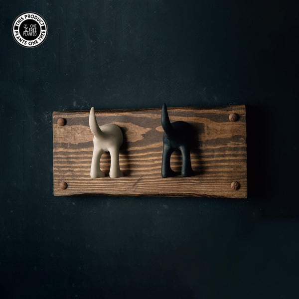 Dog Coat Hook (Two) - Black & Beige-Dog Lead Hook-Rustic Fox LTD-Rustic Fox LTD