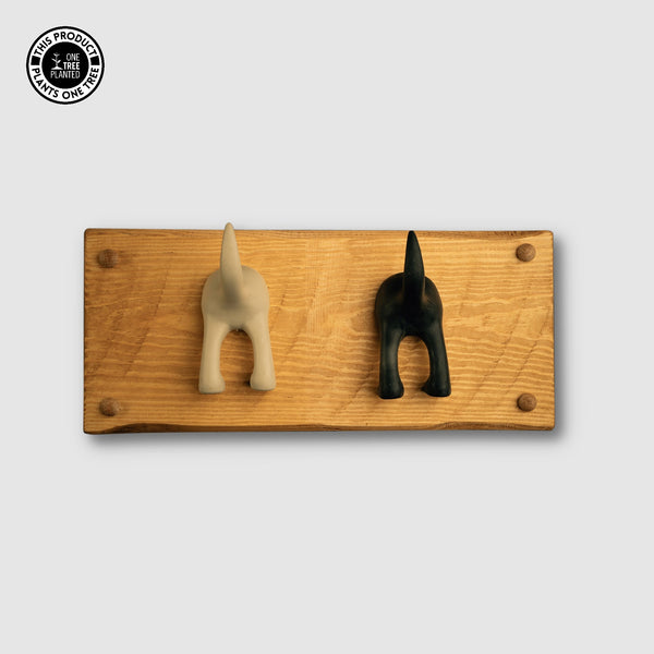 Dog Coat Hook (Two) - Black & Beige-Dog Lead Hook-Rustic Fox LTD-Rustic Fox LTD