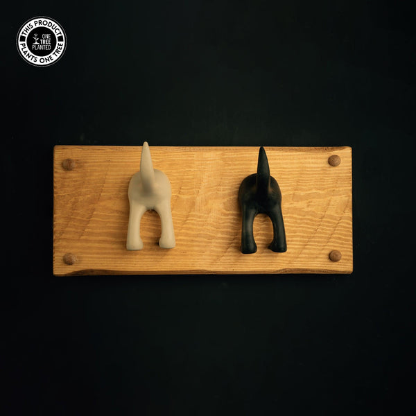 Dog Coat Hook (Two) - Black & Beige-Dog Lead Hook-Rustic Fox LTD-Rustic Fox LTD