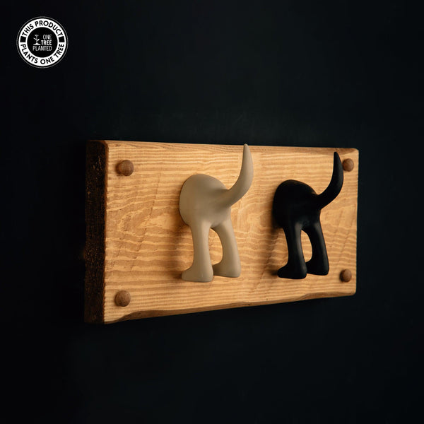 Dog Coat Hook (Two) - Black & Beige-Dog Lead Hook-Rustic Fox LTD-Rustic Fox LTD