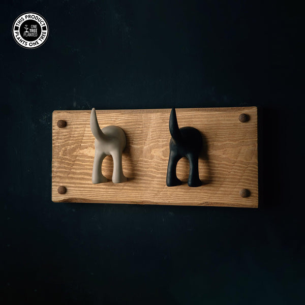 Dog Coat Hook (Two) - Black & Beige-Dog Lead Hook-Rustic Fox LTD-Rustic Fox LTD