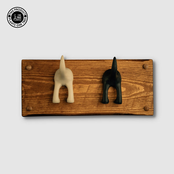 Dog Coat Hook (Two) - Black & Beige-Dog Lead Hook-Rustic Fox LTD-Rustic Fox LTD