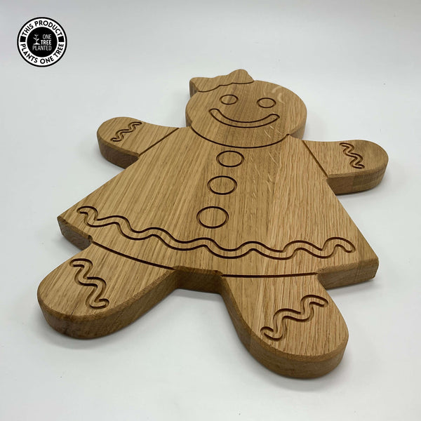 Gingerbread Lady Solid Oak Board-Serving Board-Rustic Fox LTD-Rustic Fox LTD