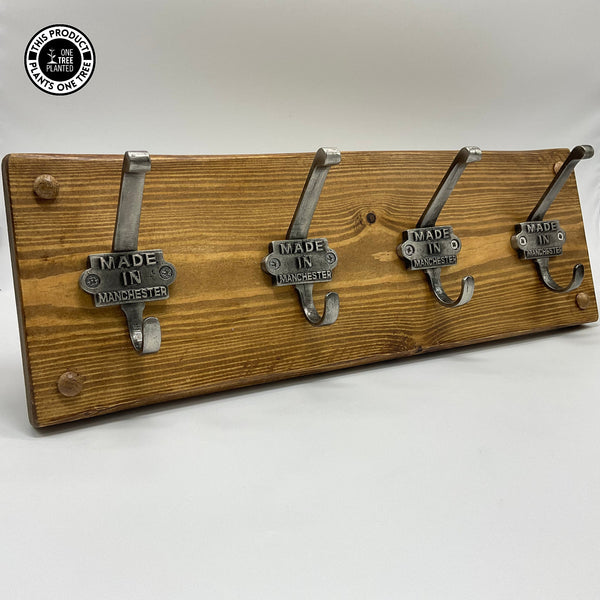 'Made in Manchester' Coat Hook (Four) - Antique Silver-Coat Hook-Rustic Fox LTD-Dark Oak-Rustic Fox LTD