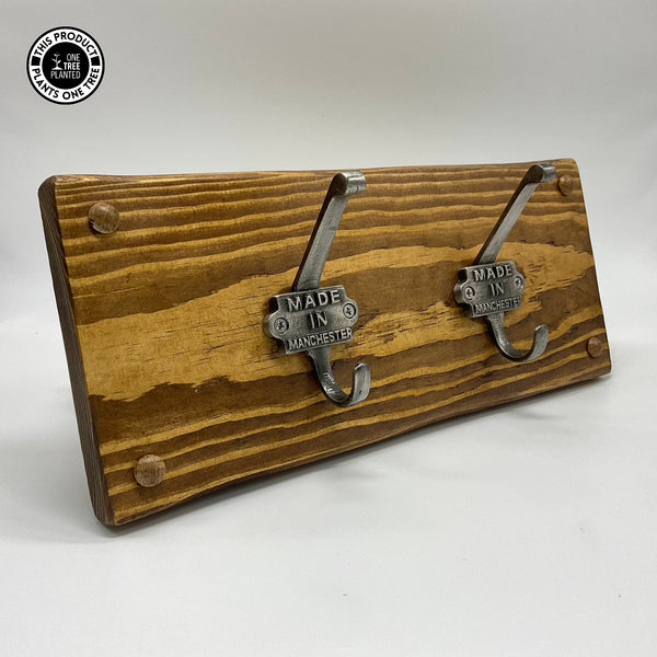 'Made in Manchester' Coat Hook (Two) - Antique Silver-Coat Hook-Rustic Fox LTD-Dark Oak-Rustic Fox LTD