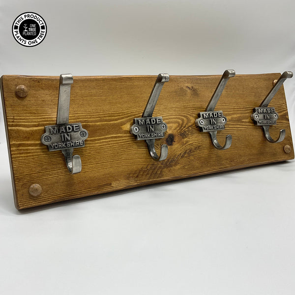 'Made in Yorkshire' Coat Hook (Four) - Antique Silver-Coat Hook-Rustic Fox LTD-Dark Oak-Rustic Fox LTD