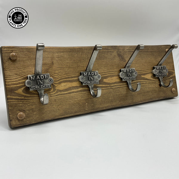'Made in Yorkshire' Coat Hook (Four) - Antique Silver-Coat Hook-Rustic Fox LTD-Jacobean-Rustic Fox LTD