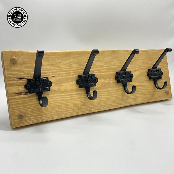 'Made in Yorkshire' Coat Hook (Four) - Black-Coat Hook-Rustic Fox LTD-Medium Brown-Rustic Fox LTD