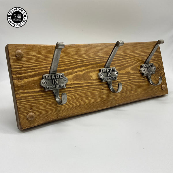 'Made in Yorkshire' Coat Hook (Three) - Antique Silver-Coat Hook-Rustic Fox LTD-Dark Oak-Rustic Fox LTD