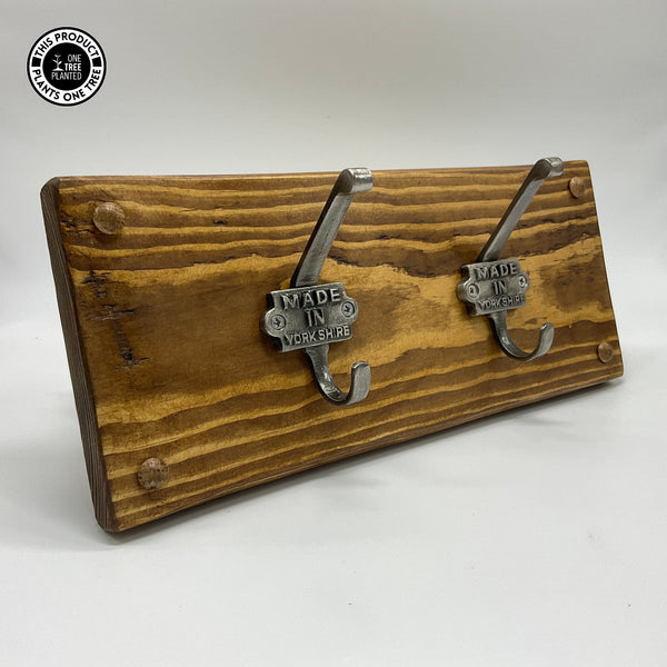 'Made in Yorkshire' Coat Hook (Two) - Antique Silver-Coat Hook-Rustic Fox LTD-Dark Oak-Rustic Fox LTD