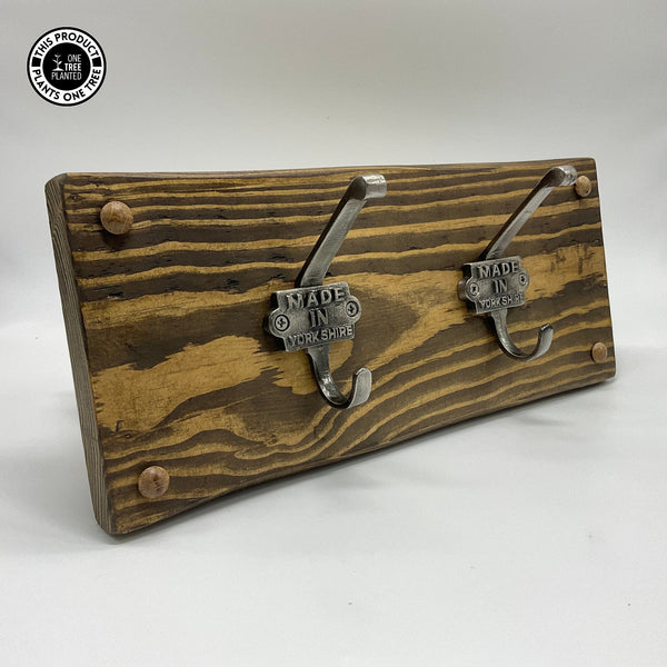 'Made in Yorkshire' Coat Hook (Two) - Antique Silver-Coat Hook-Rustic Fox LTD-Jacobean-Rustic Fox LTD