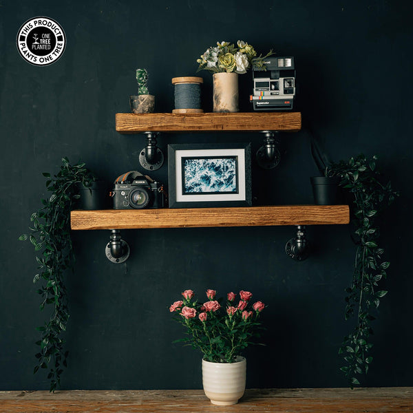 Rustic Industrial Shelf - Aged Silver Elbow Brackets-Rustic Shelving-Rustic Fox LTD-Rustic Fox LTD