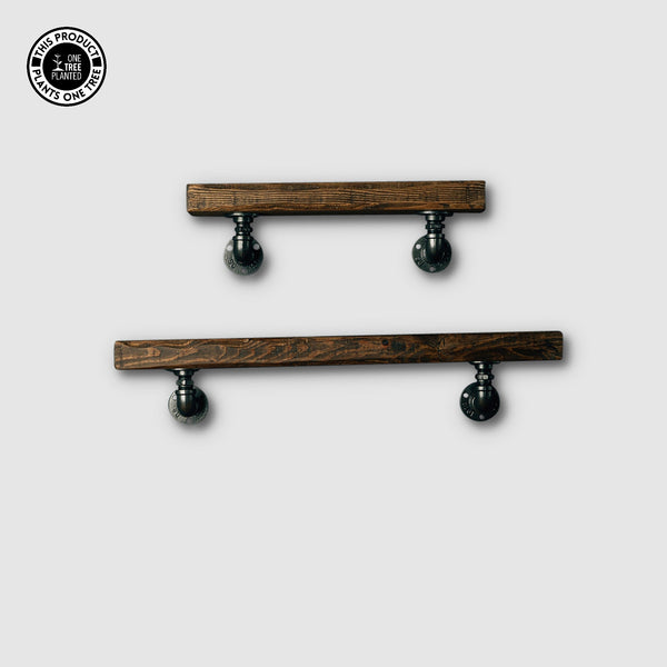 Rustic Industrial Shelf - Aged Silver Elbow Brackets-Rustic Shelving-Rustic Fox LTD-Rustic Fox LTD