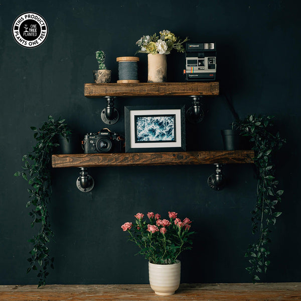 Rustic Industrial Shelf - Aged Silver Elbow Brackets-Rustic Shelving-Rustic Fox LTD-Rustic Fox LTD