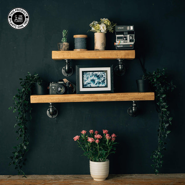 Rustic Industrial Shelf - Aged Silver Elbow Brackets-Rustic Shelving-Rustic Fox LTD-Rustic Fox LTD