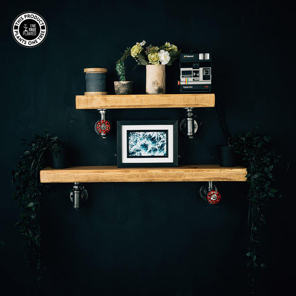 Rustic Industrial Shelf - Aged Silver Valve Brackets-Rustic Shelving-Rustic Fox LTD-Rustic Fox LTD