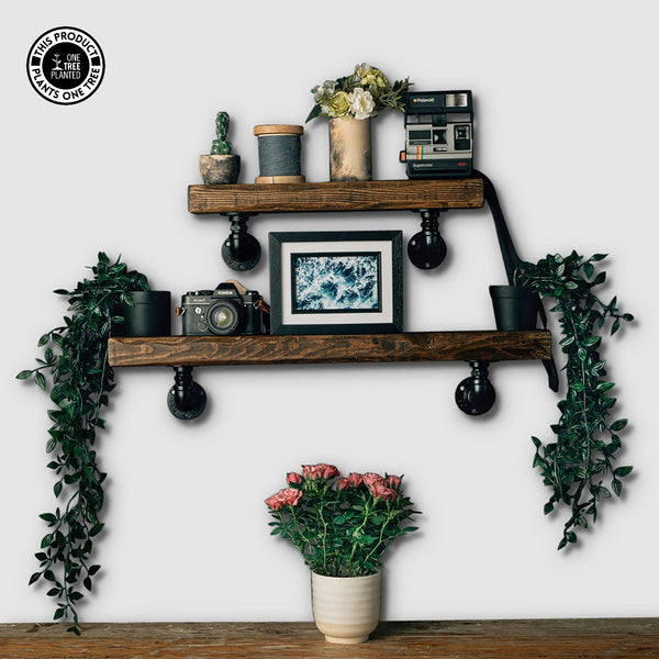 Rustic Industrial Shelf - Black Elbow Brackets-Rustic Shelving-Rustic Fox LTD-Jacobean-Short-500mm / Standard Depth 150mm-Rustic Fox LTD