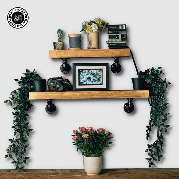 Rustic Industrial Shelf - Black Elbow Brackets-Rustic Shelving-Rustic Fox LTD-Medium Brown-Short-500mm / Standard Depth 150mm-Rustic Fox LTD