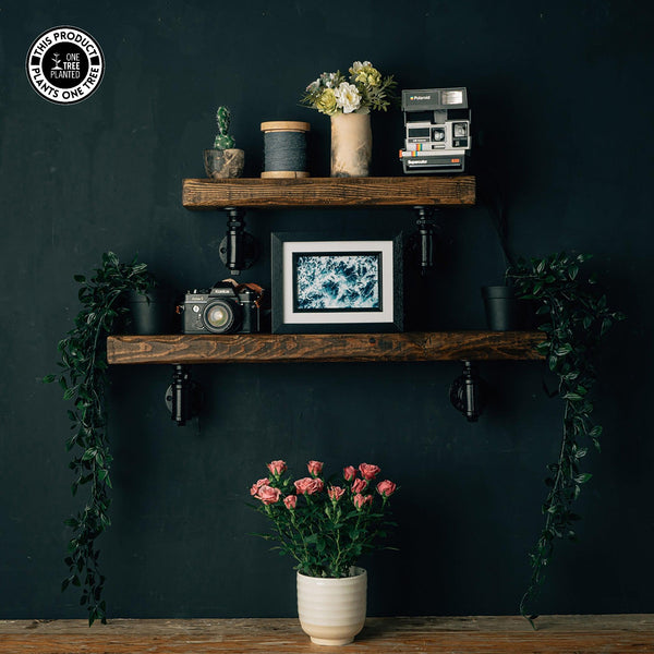 Rustic Industrial Shelf - Black T Brackets-Rustic Shelving-Rustic Fox LTD-Rustic Fox LTD