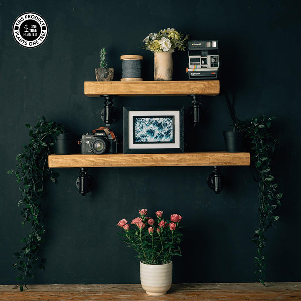 Rustic Industrial Shelf - Black T Brackets-Rustic Shelving-Rustic Fox LTD-Rustic Fox LTD