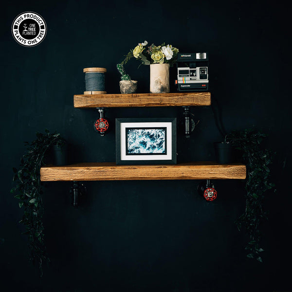 Rustic Industrial Shelf - Black Valve Brackets-Rustic Shelving-Rustic Fox LTD-Rustic Fox LTD