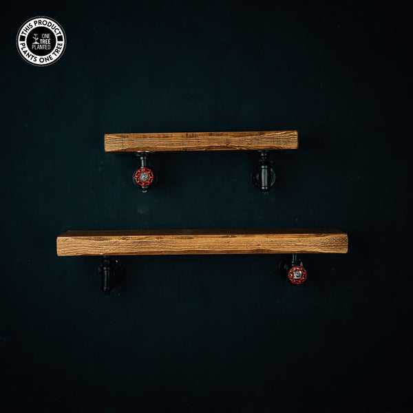Rustic Industrial Shelf - Black Valve Brackets-Rustic Shelving-Rustic Fox LTD-Rustic Fox LTD