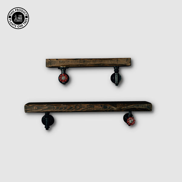 Rustic Industrial Shelf - Black Valve Brackets-Rustic Shelving-Rustic Fox LTD-Rustic Fox LTD