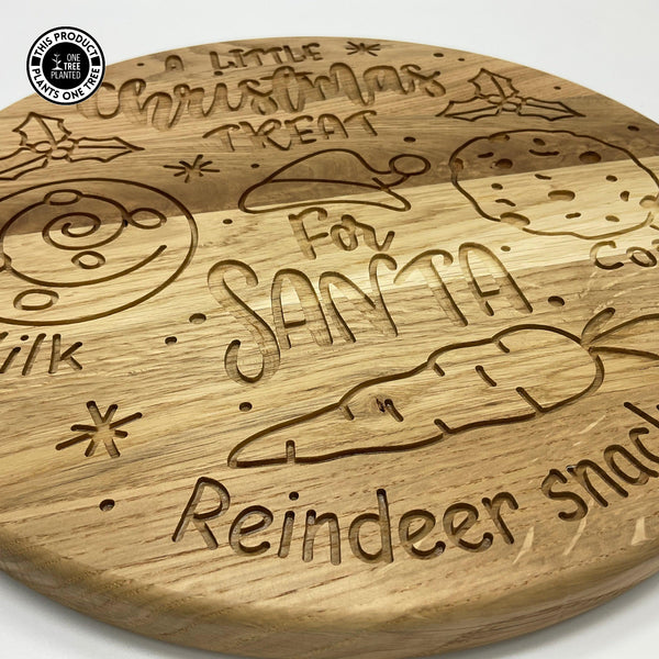 Solid Oak Christmas Eve Board - Circular 'A Little Christmas Treat'-Christmas Eve Board-Rustic Fox LTD-Rustic Fox LTD