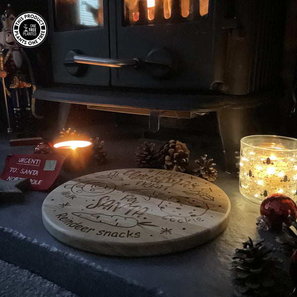 Solid Oak Christmas Eve Board - Circular 'A Little Christmas Treat'-Christmas Eve Board-Rustic Fox LTD-Rustic Fox LTD