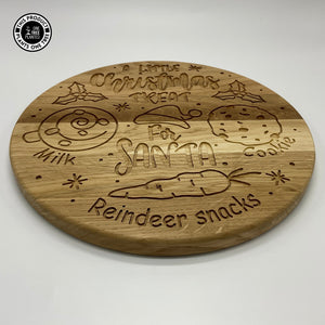 Solid Oak Christmas Eve Board - Circular 'A Little Christmas Treat'-Christmas Eve Board-Rustic Fox LTD-Rustic Fox LTD