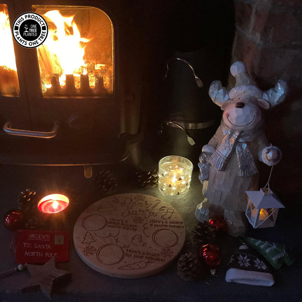 Solid Oak Christmas Eve Board - Circular 'Dear Santa'-Christmas Eve Board-Rustic Fox LTD-Rustic Fox LTD