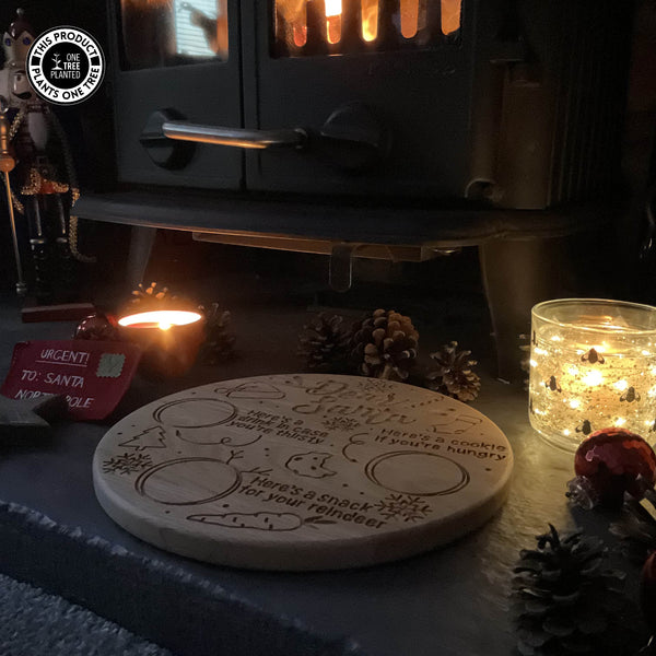 Solid Oak Christmas Eve Board - Circular 'Dear Santa'-Christmas Eve Board-Rustic Fox LTD-Rustic Fox LTD