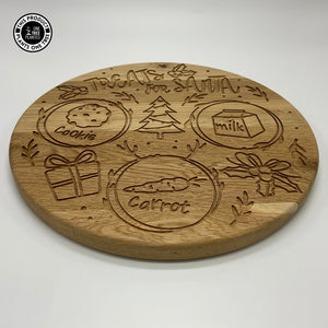 Solid Oak Christmas Eve Board - Circular 'Treats for Santa'-Christmas Eve Board-Rustic Fox LTD-Rustic Fox LTD