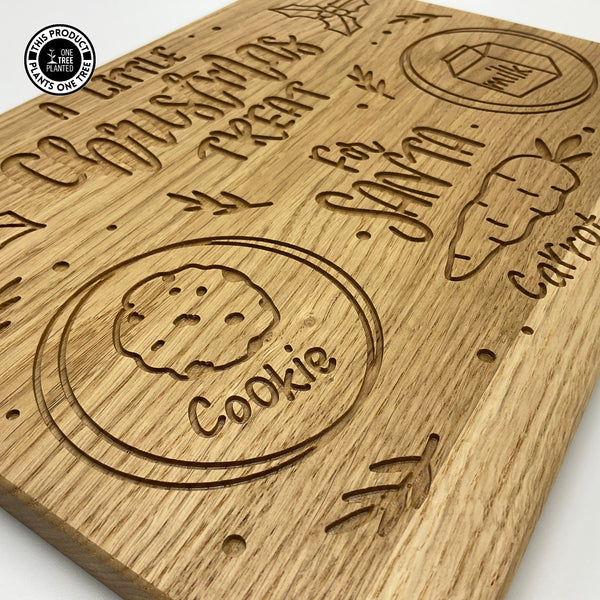 Solid Oak Christmas Eve Board - Rectangular 'A Little Christmas Treat'-Christmas Eve Board-Rustic Fox LTD-Rustic Fox LTD