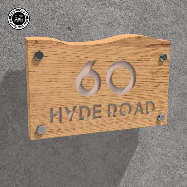 Solid Oak House Sign, Font 1, Acrylic Paint Infill-Oak House Sign-Rustic Fox LTD-Beige-Large-Rustic Fox LTD