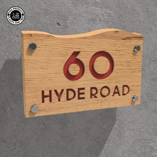 Solid Oak House Sign, Font 1, Acrylic Paint Infill-Oak House Sign-Rustic Fox LTD-Burnt Sienna-Large-Rustic Fox LTD