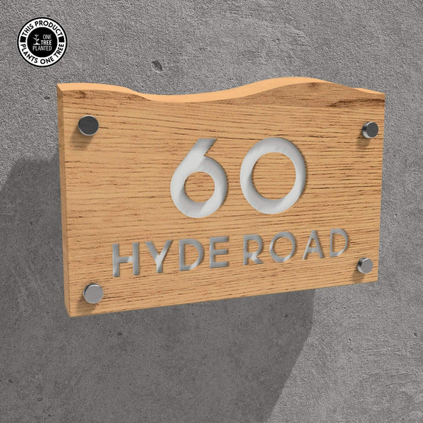 Solid Oak House Sign, Font 1, Acrylic Paint Infill-Oak House Sign-Rustic Fox LTD-Titanium White-Large-Rustic Fox LTD