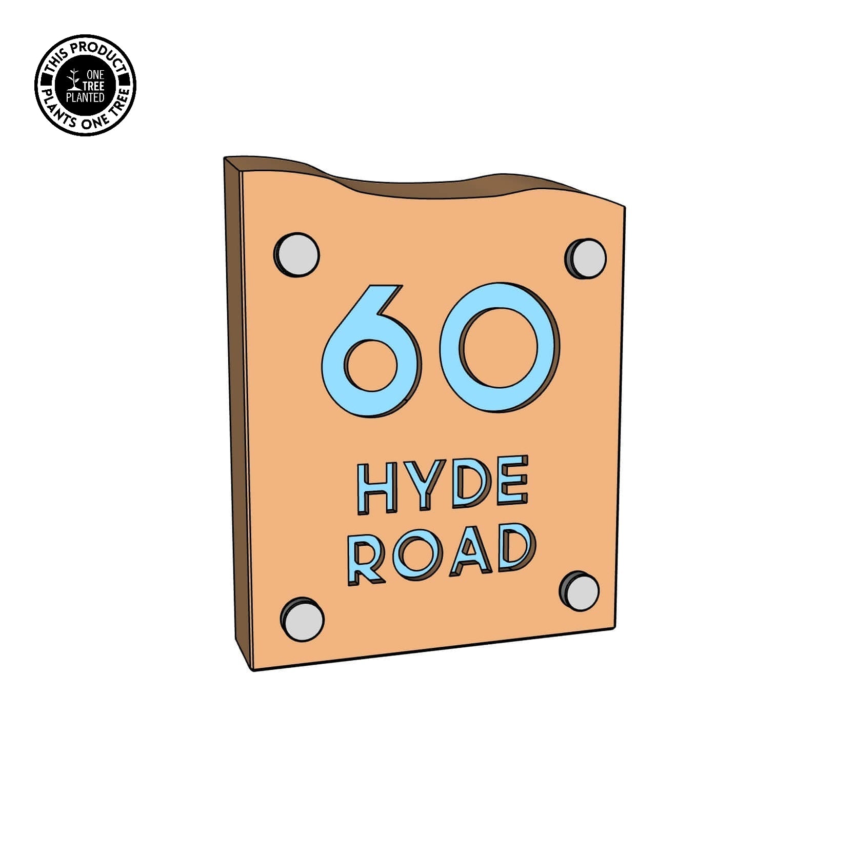 Solid Oak House Sign, Font 1, Epoxy Resin Infill