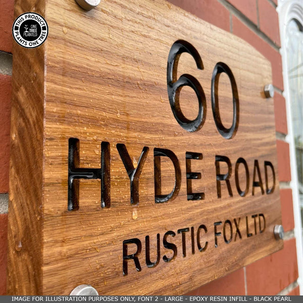 Solid Oak House Sign, Font 1, No Infill-Oak House Sign-Rustic Fox LTD-Rustic Fox LTD