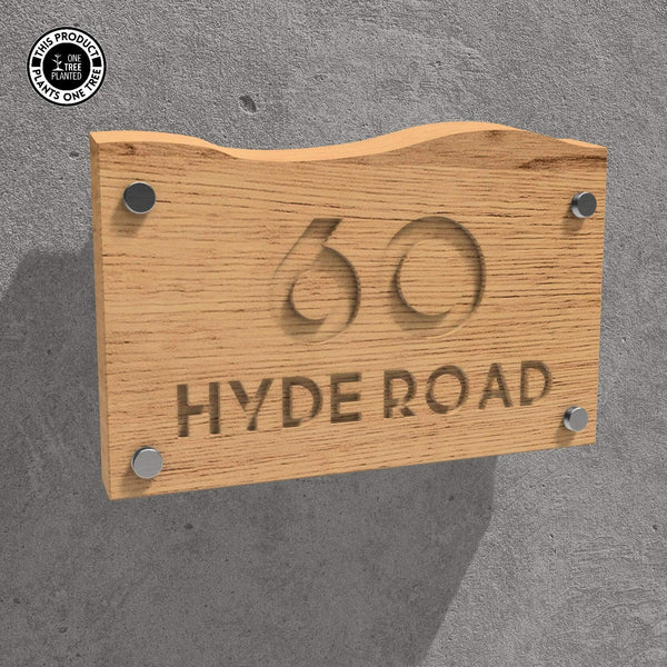 Solid Oak House Sign, Font 1, No Infill-Oak House Sign-Rustic Fox LTD-No Infill-Large-Rustic Fox LTD