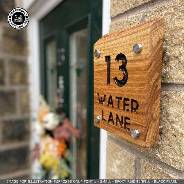 Solid Oak House Sign, Font 2, Acrylic Paint Infill-Oak House Sign-Rustic Fox LTD-Rustic Fox LTD